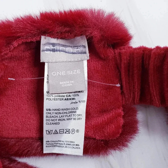 Chico’s Faux Fur Headband Holly Red Cold Weather Lined Cozy Soft - Picture 9 of 10